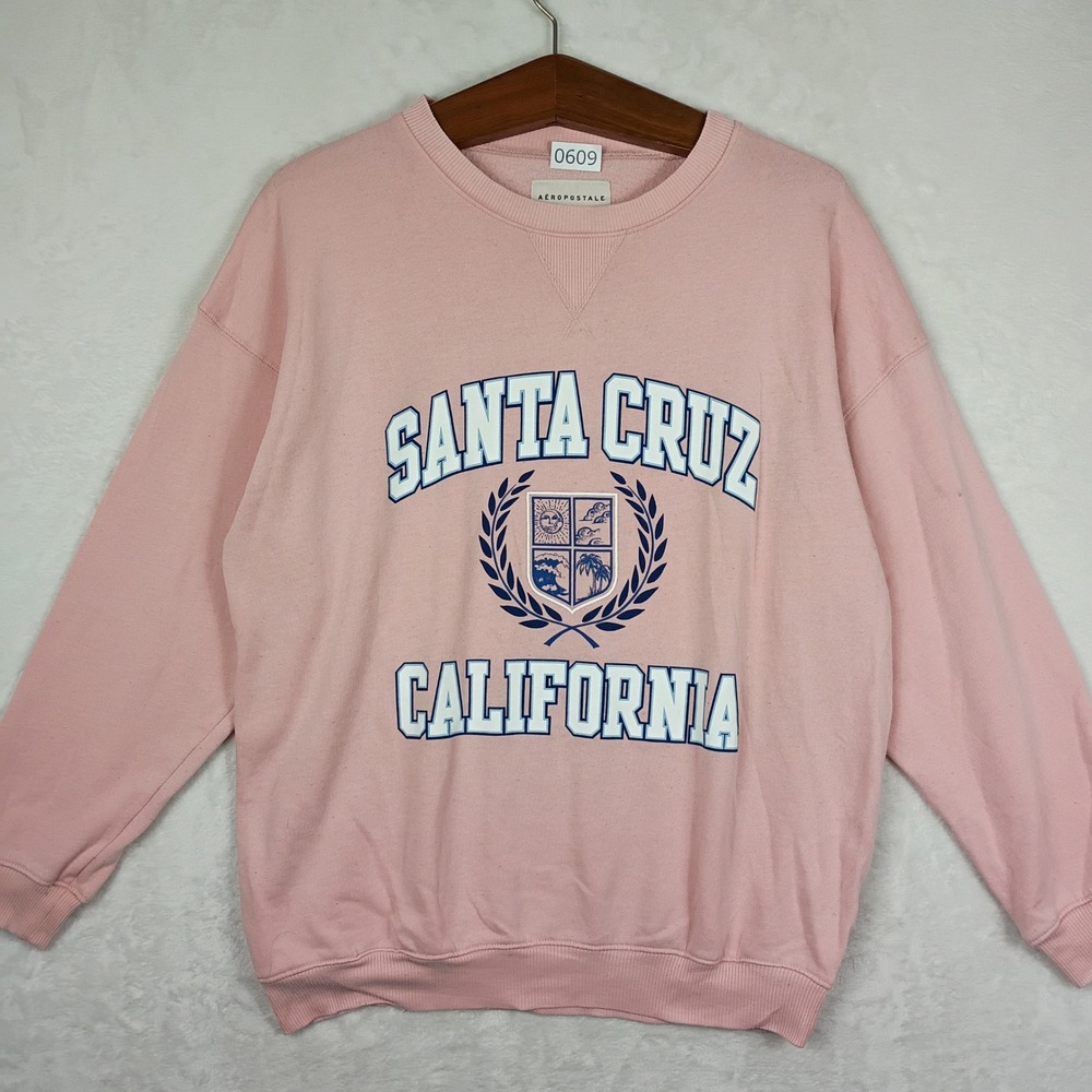 Aeropostale Sweatshirt Womens Small Pink Santa Cruz California Graphic Y2K Boho